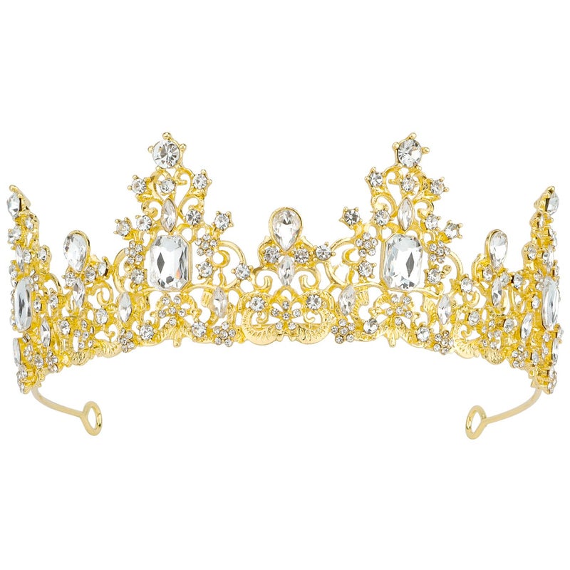 Didder Baroque Gold Crown for Princess, Bride, and Occasions - Tiara for Women, Girls, Wedding, Halloween, Christmas, Prom, Birthday Party - Image 1